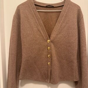 Zara Brown Sweater with Gold Buttons